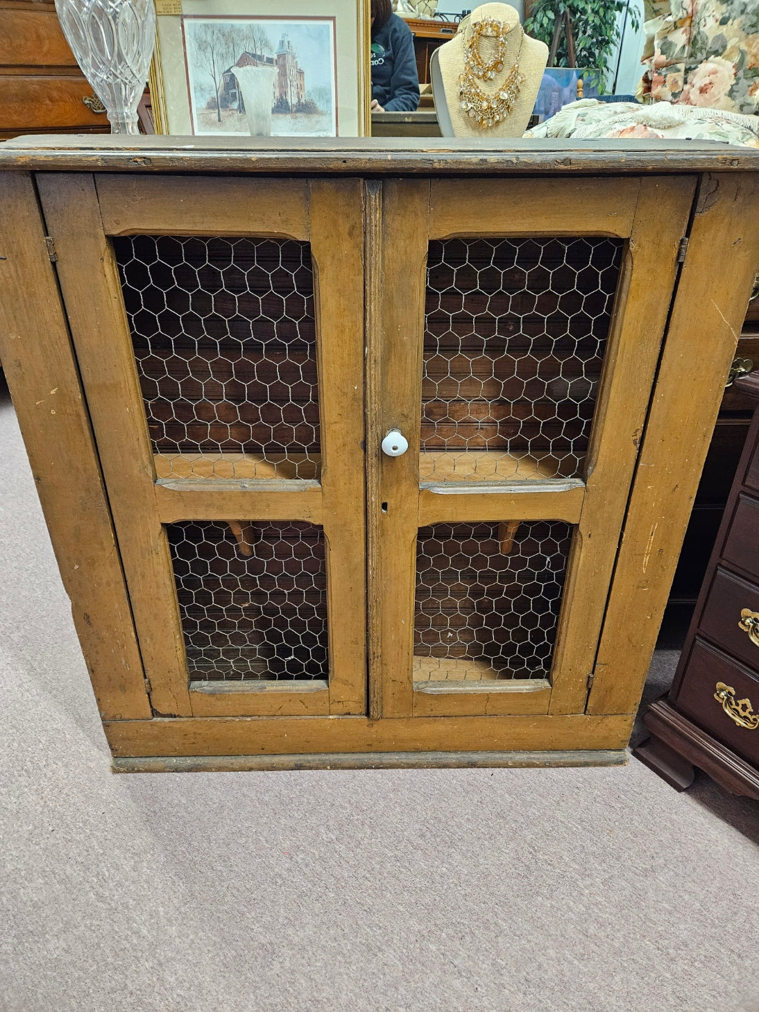 Primitive Cabinet w/ Chicken Wire Doors