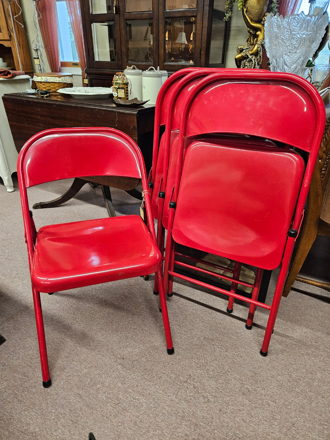 Red folding chairs