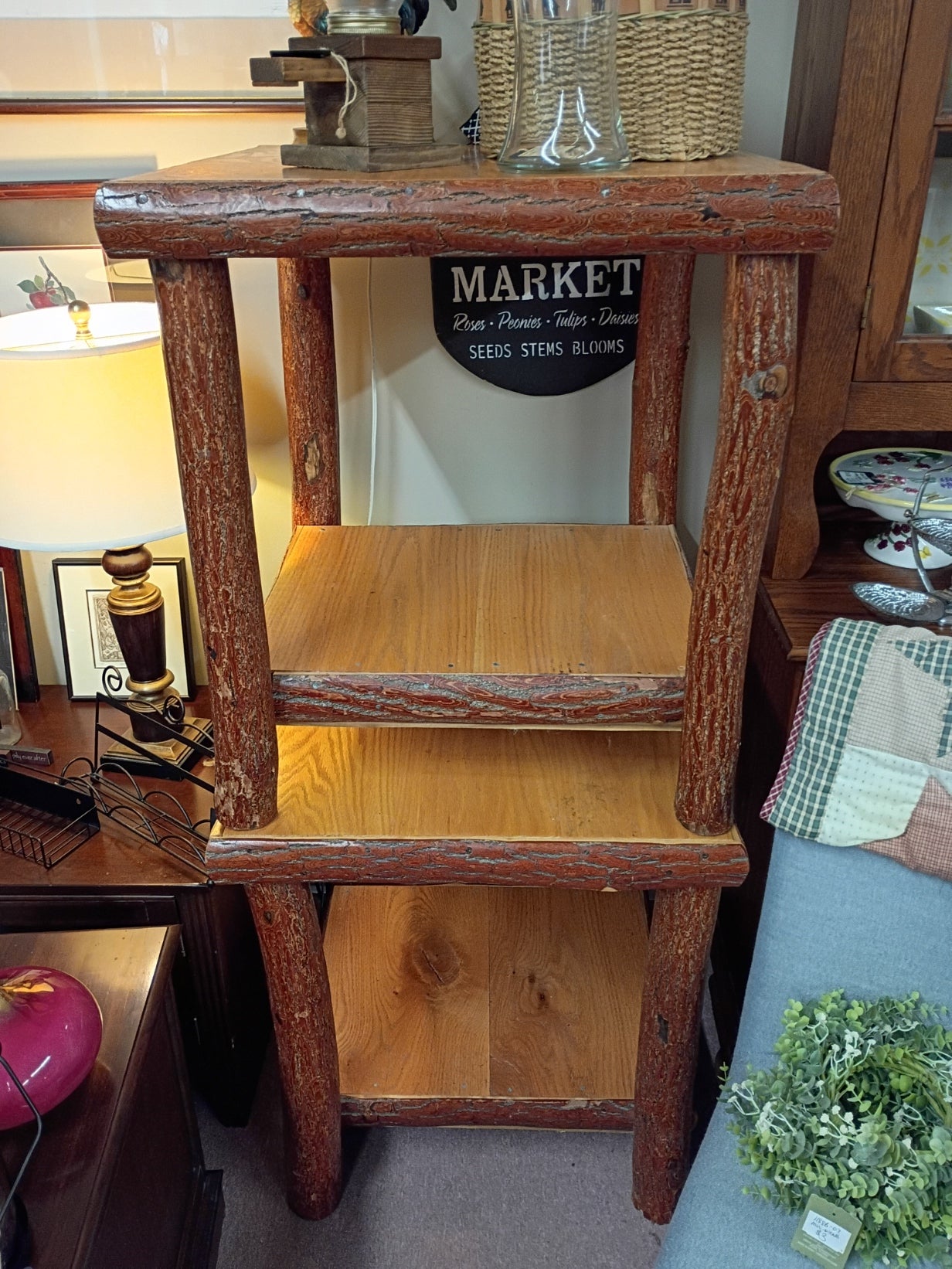 Rustic Log End Table