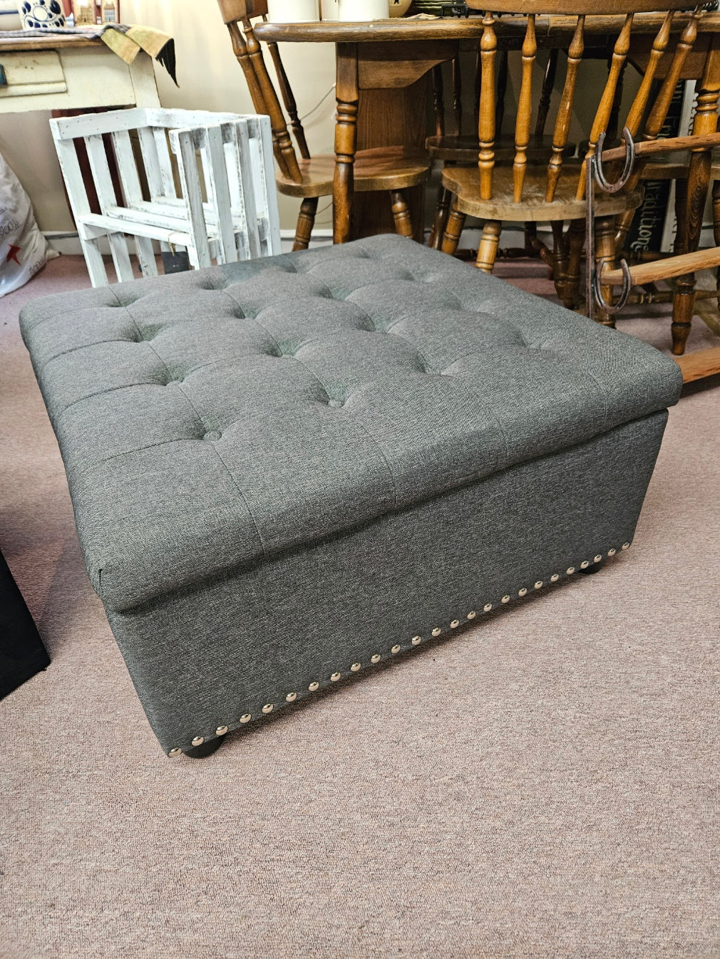 Gray Storage Ottoman