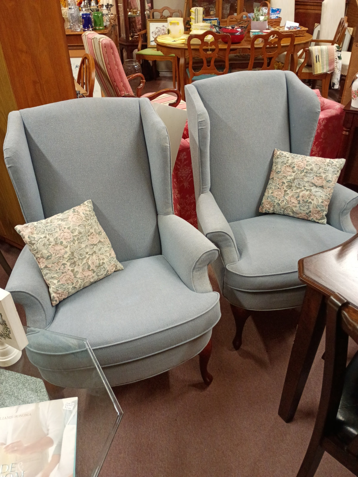 Pair of Blue Wing Chairs