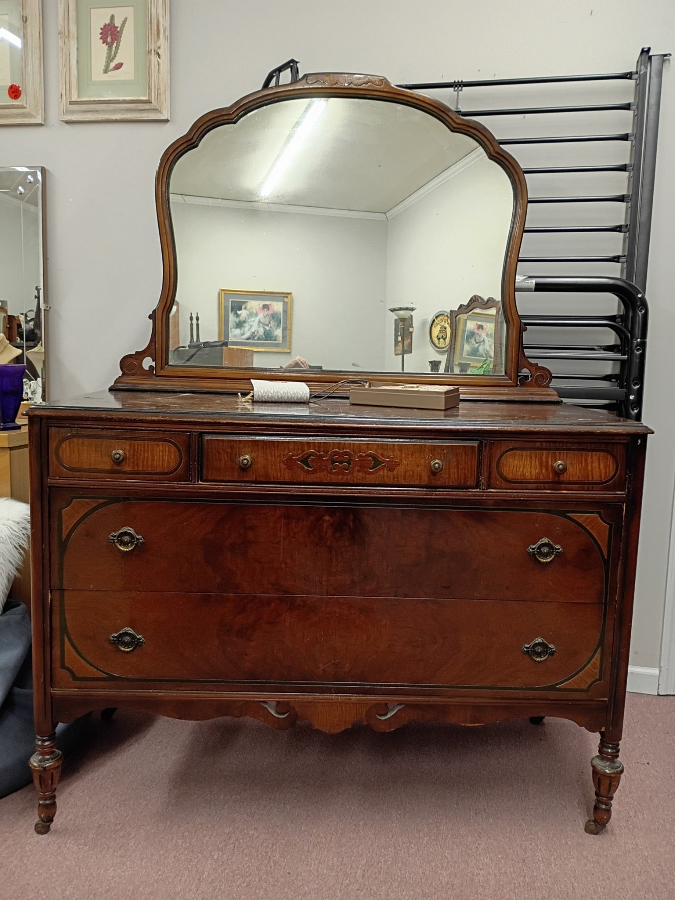 Vintage, Walnut Dresser w/ Mirror