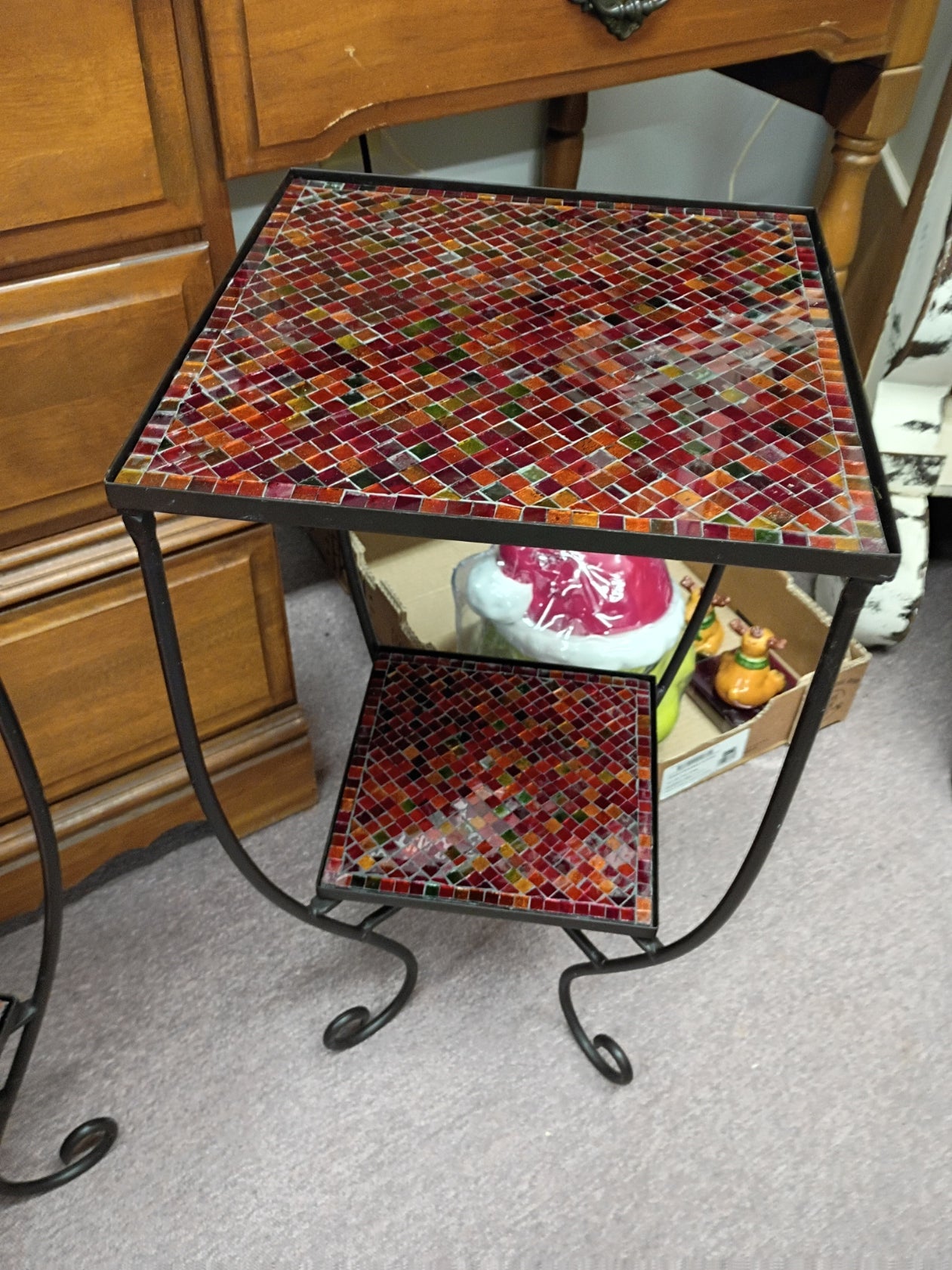 Red Mosaic Side Table