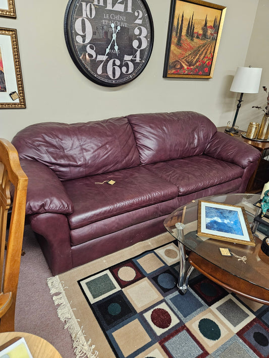 Burgandy Leather Sofa