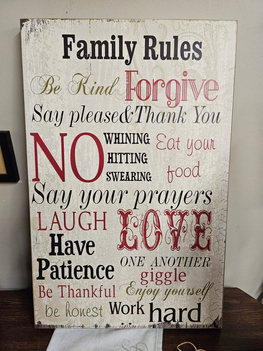 Family Rules Sign