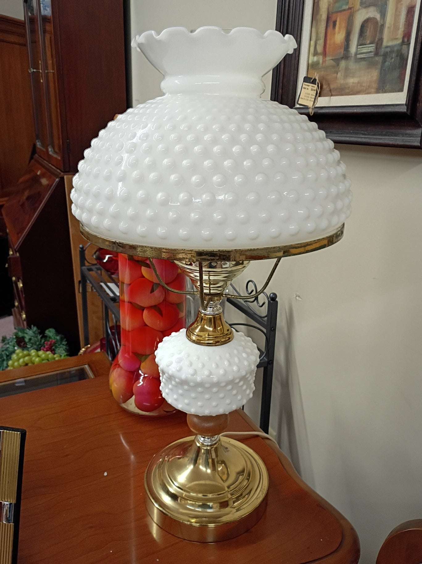 Milk Glass Hobnail Lamp