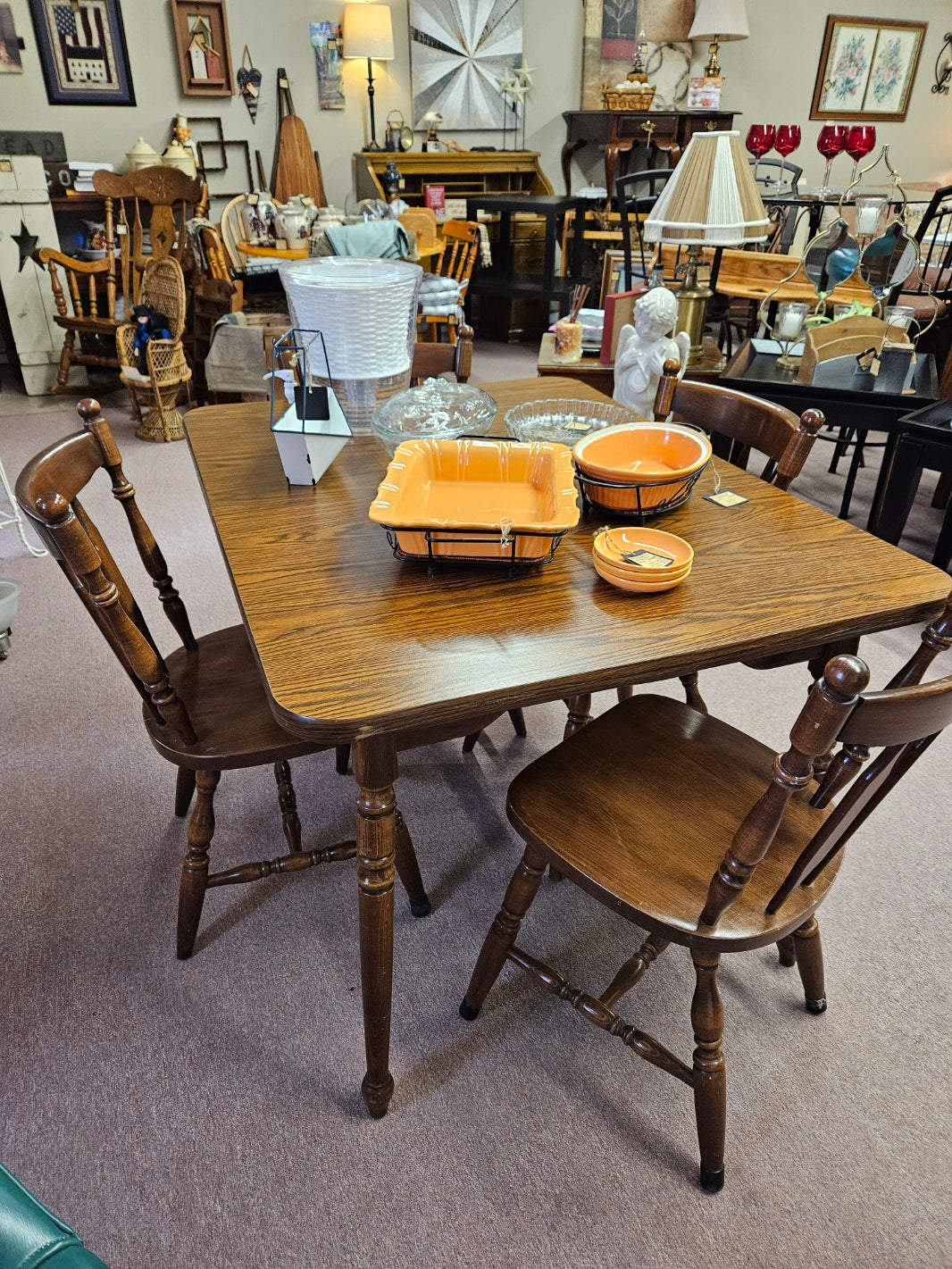 Laminate Top Table w/ 4 Wood Chairs