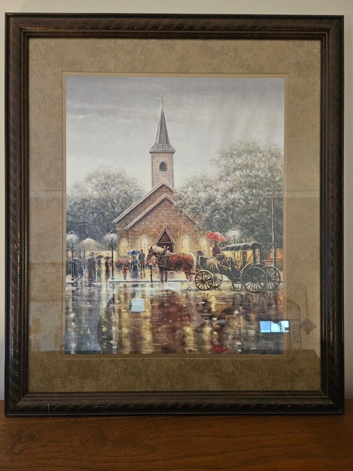 Horse and Buggy at Church Print