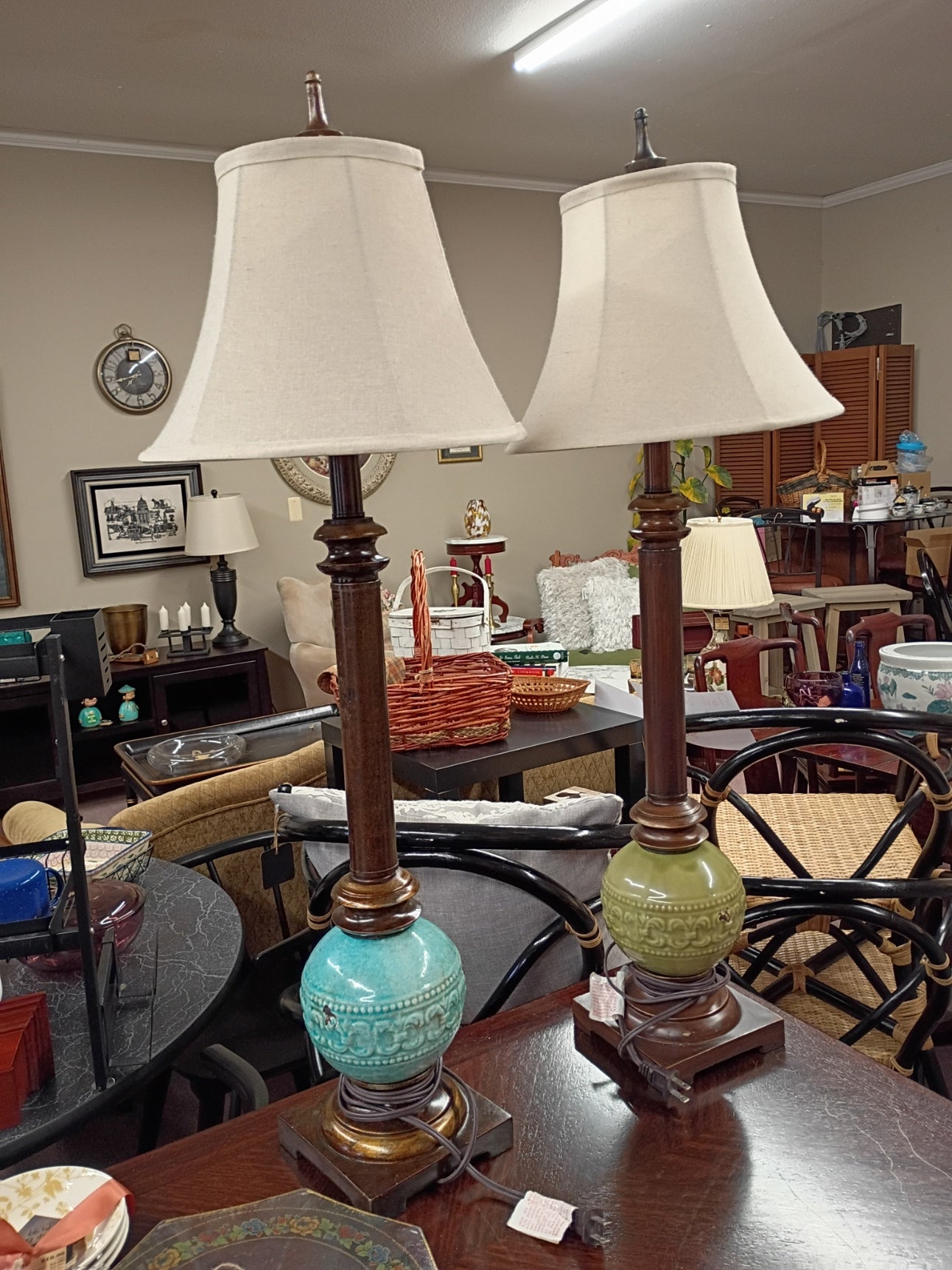 Tall Table Lamp w/ Distressed Ceramic