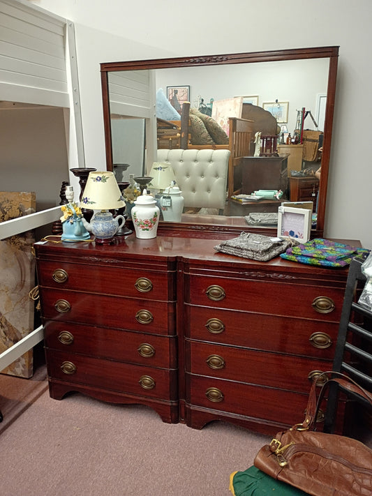 Mahogany Double Dresser w/ Mirror