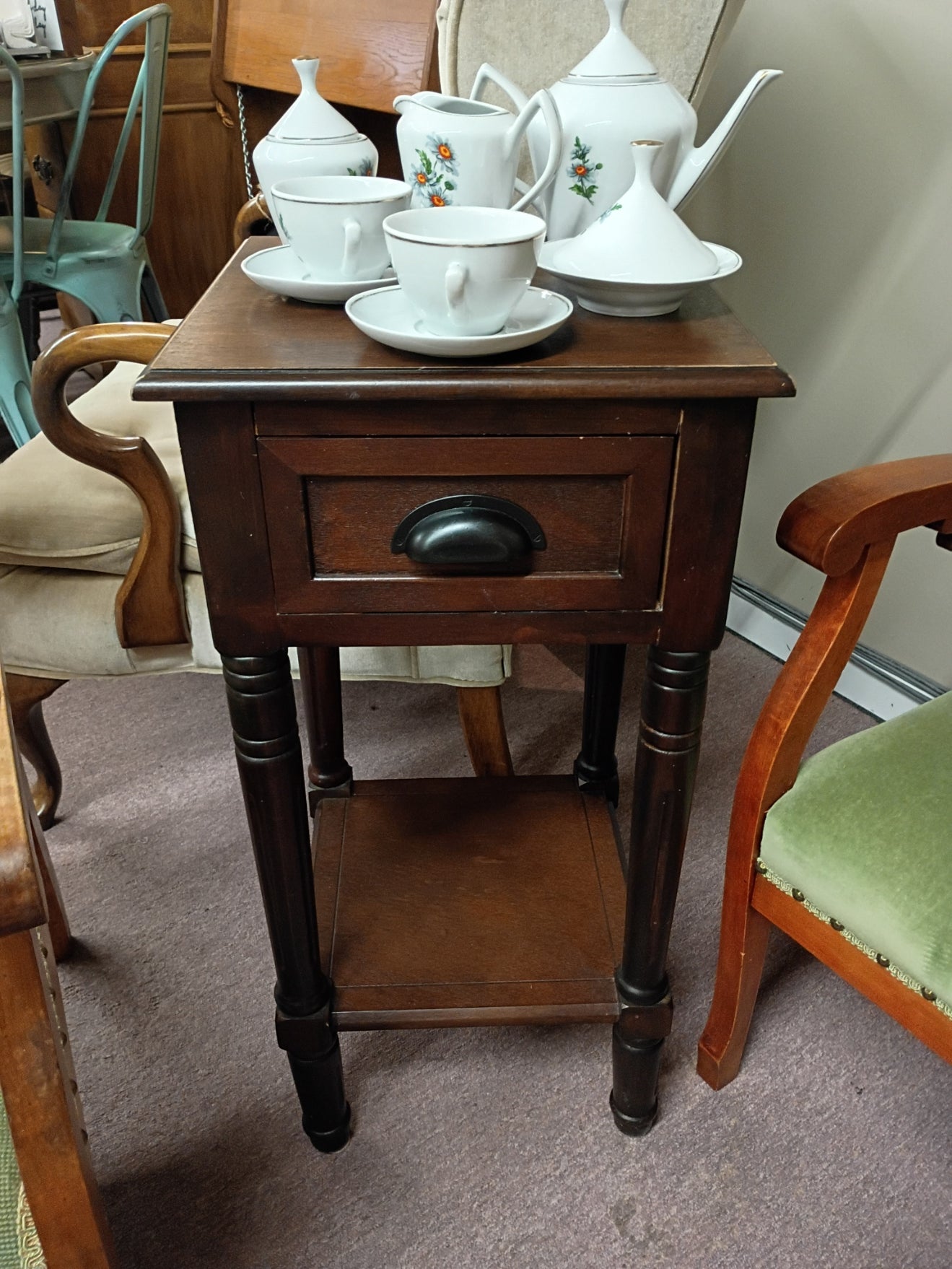 Wood Side Table w/ Drawer