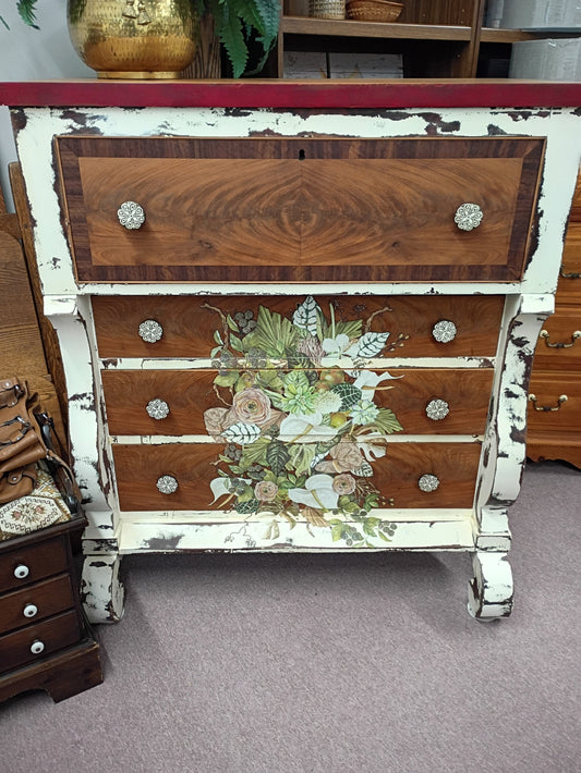 Distressed Empire Chest w/ Secretary Drawer