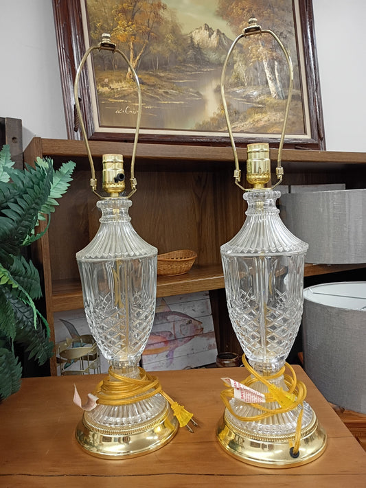 Pair of Glass Lamps, NO Shades