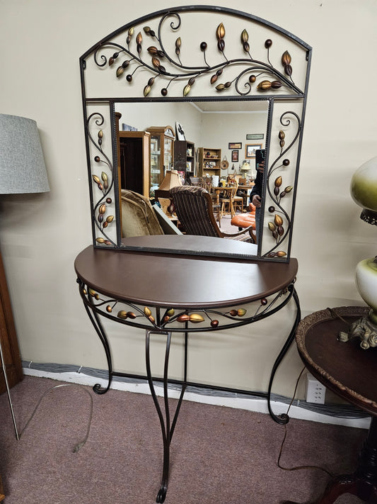 Metal Console Table w/ Matching Mirror