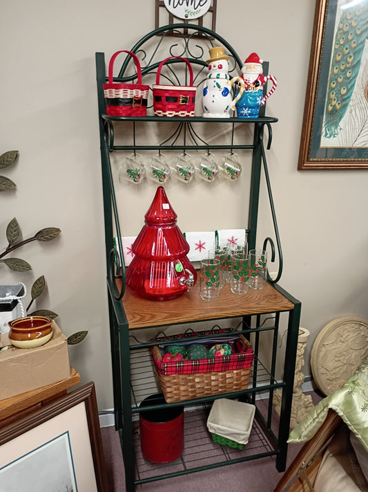Green Metal Bakers Rack