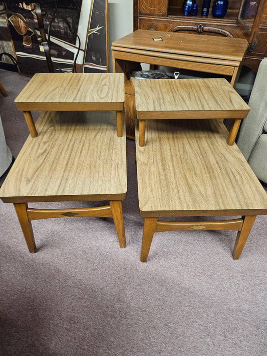 Pair of Step-Up Laminate End Tables