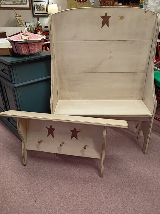 Rustic Bench w/ Matching Shelf