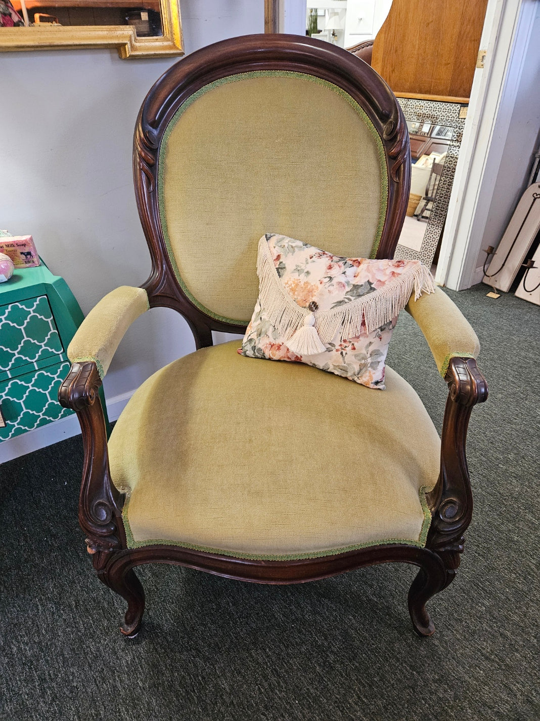 Green Upholstered Accent Chair