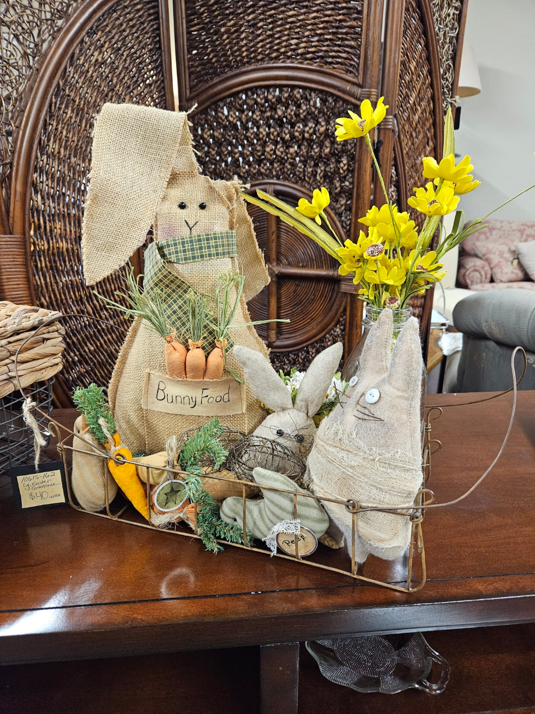 Large Easter Centerpiece in Wire Basket