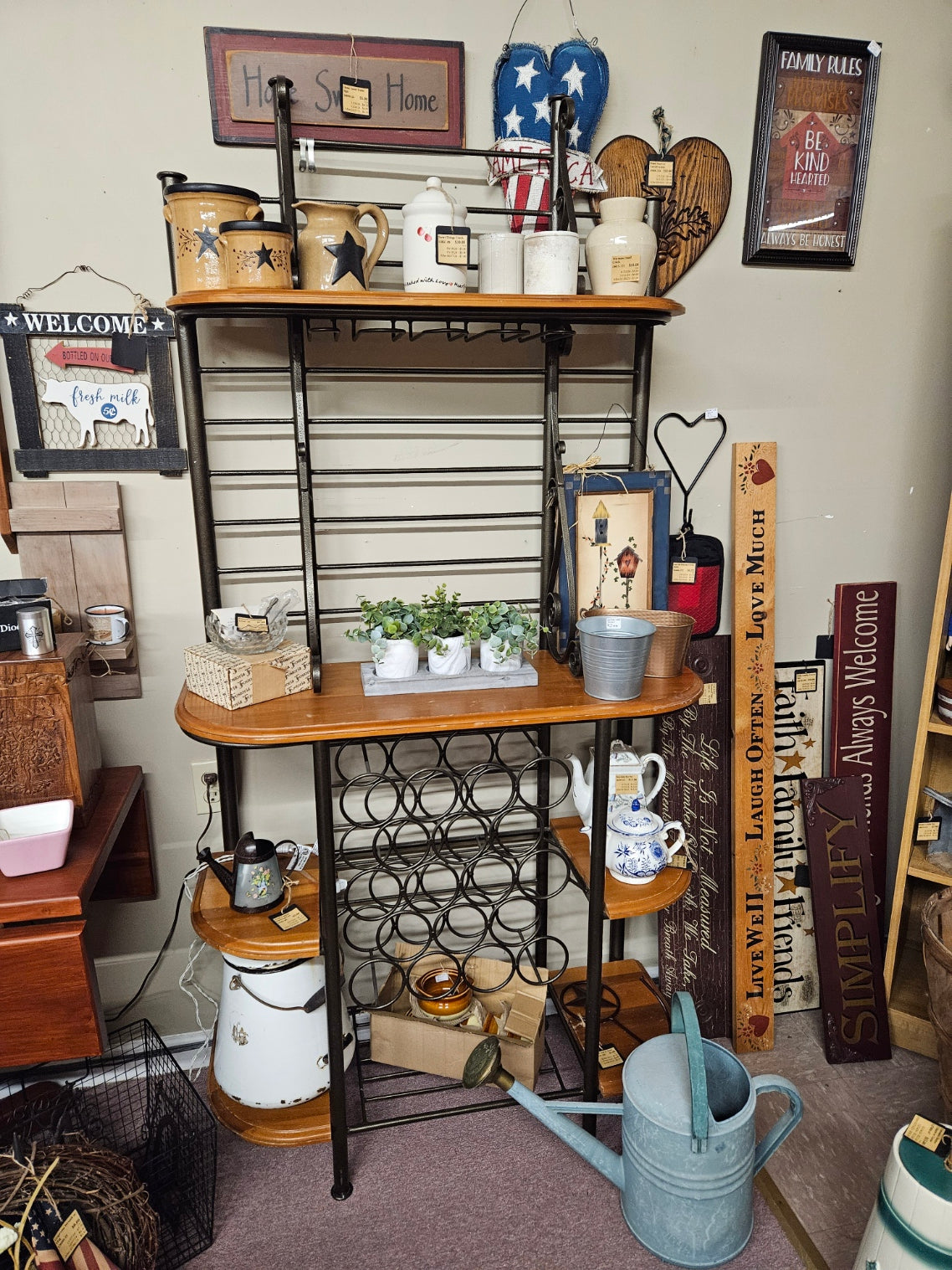 Bakers Rack w/ Wine Holder