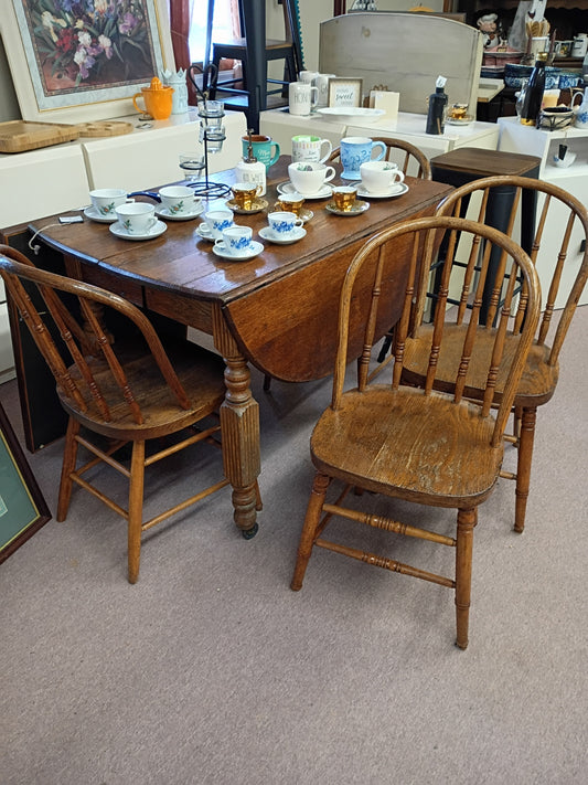 Vintage Drop Leaf Table w/ 4 Chairs