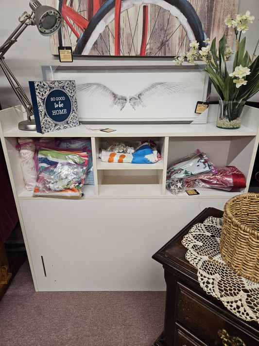 White Bookcase Headboard w/ Metal Frame