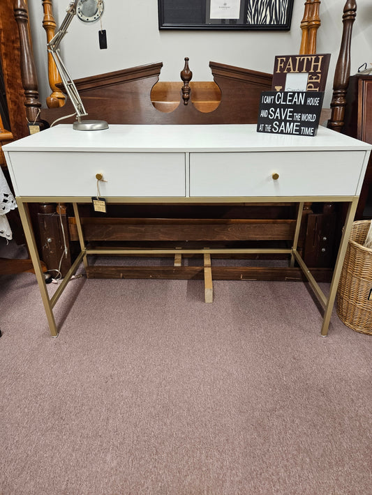 White Desk w/ Gold Legs