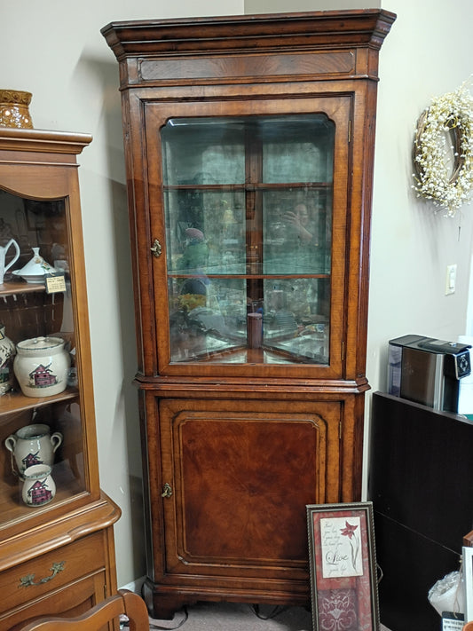 Lighted, Vintage Corner Cabinet