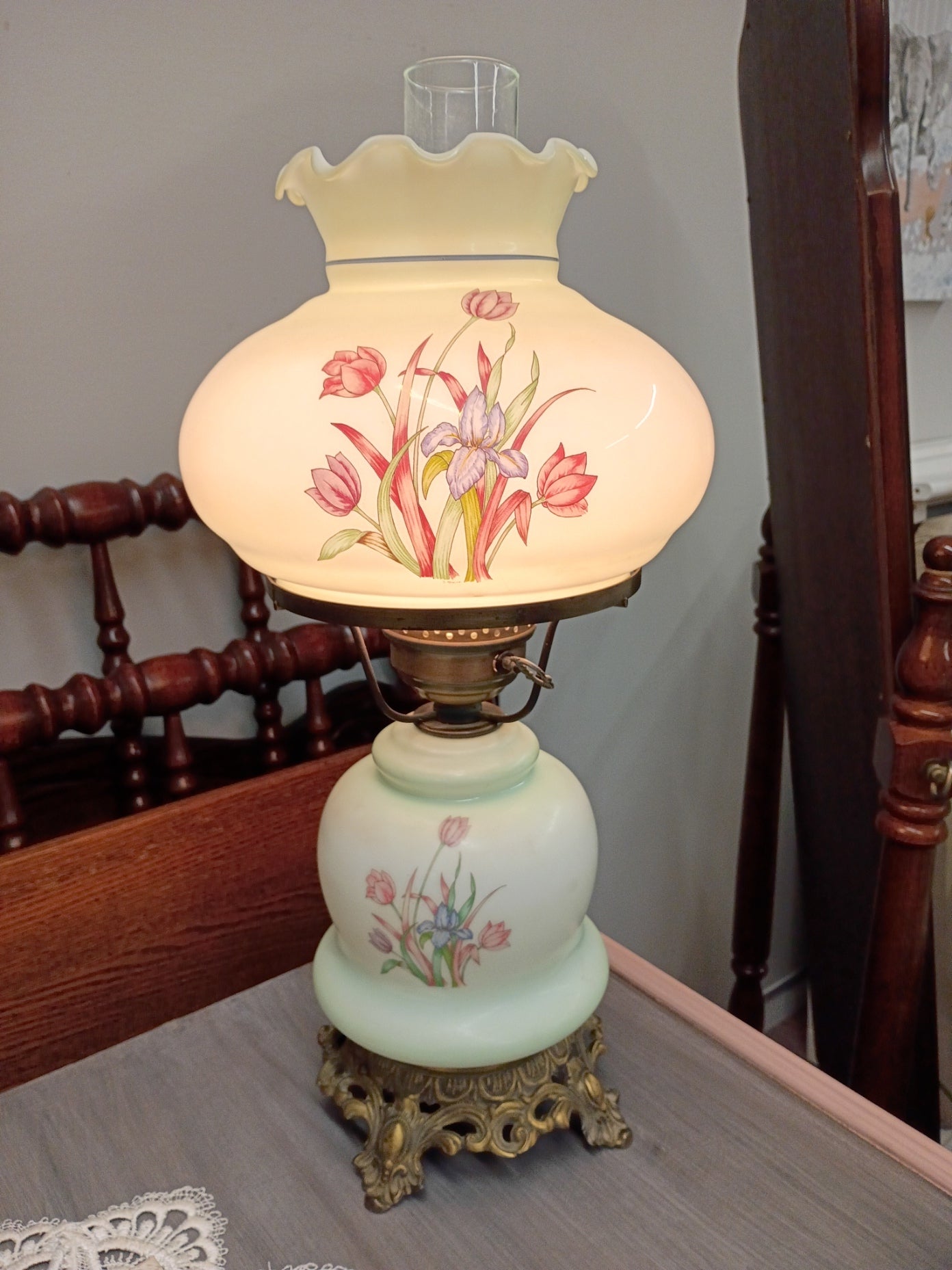 Floral Hurricane Lamp