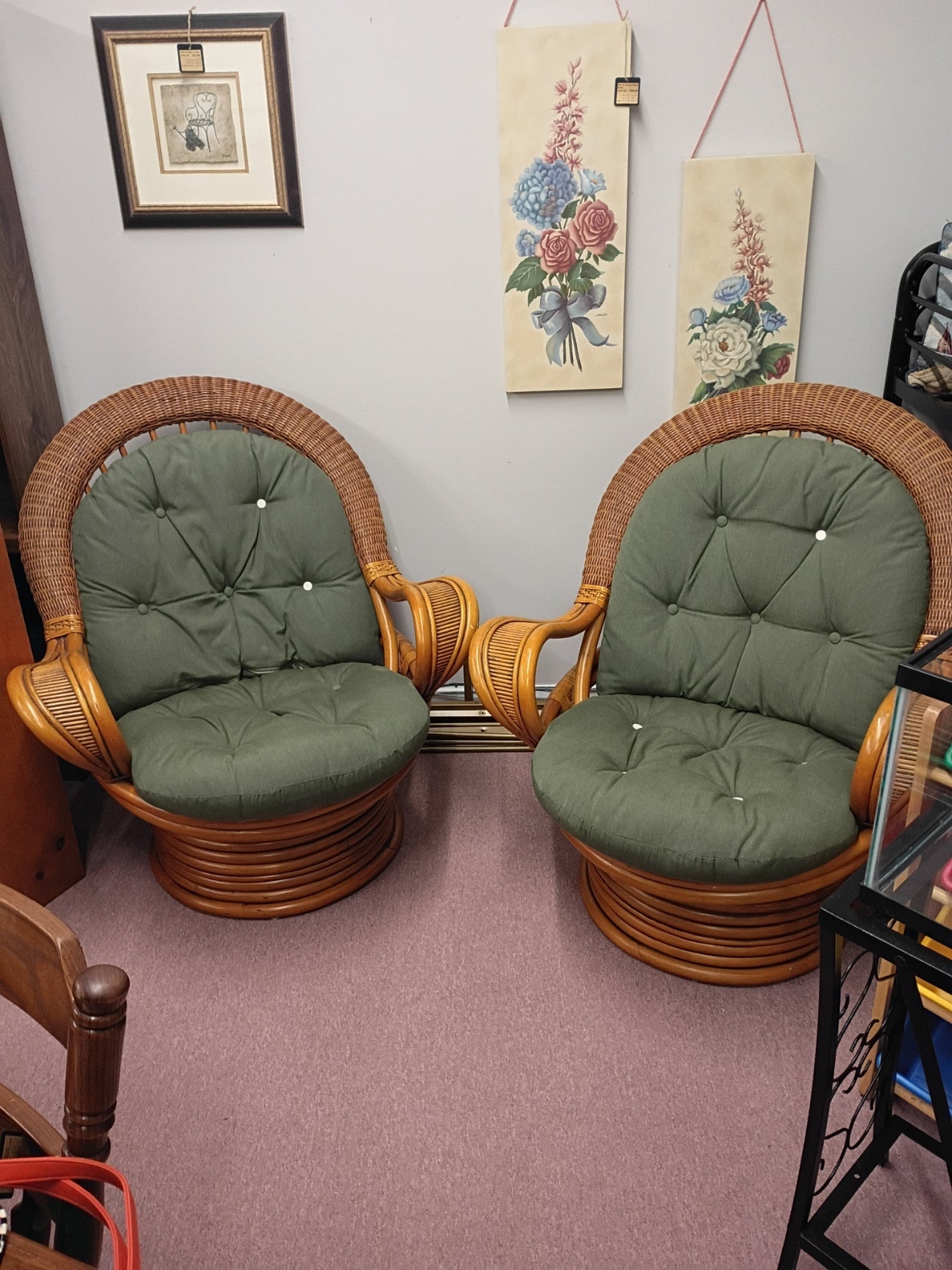 Cane Swivel Rocker Rattan, Swivel Rockers w/ Cushions – New Leaf Consignment Plus