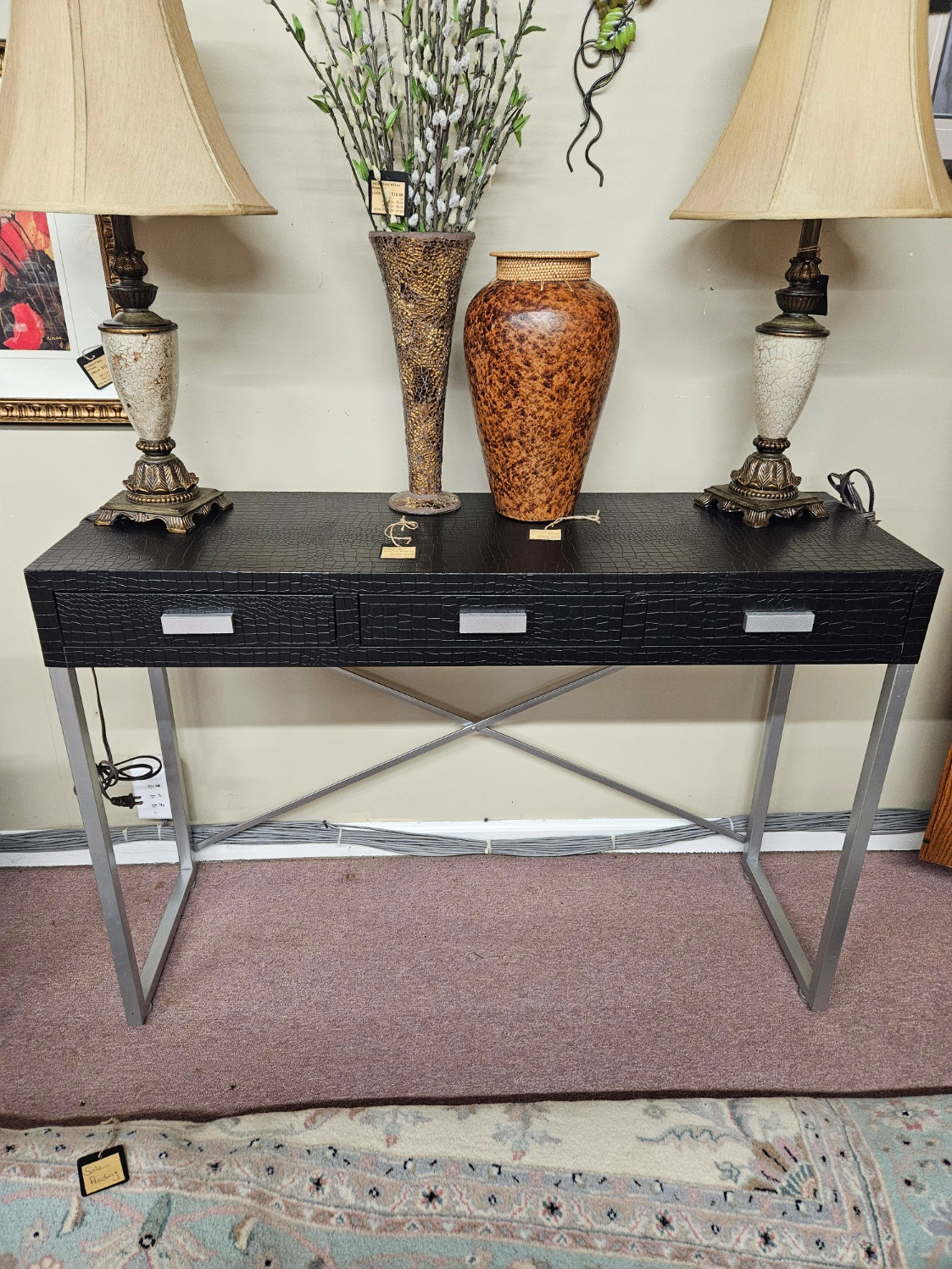 Black,Textured Console Table
