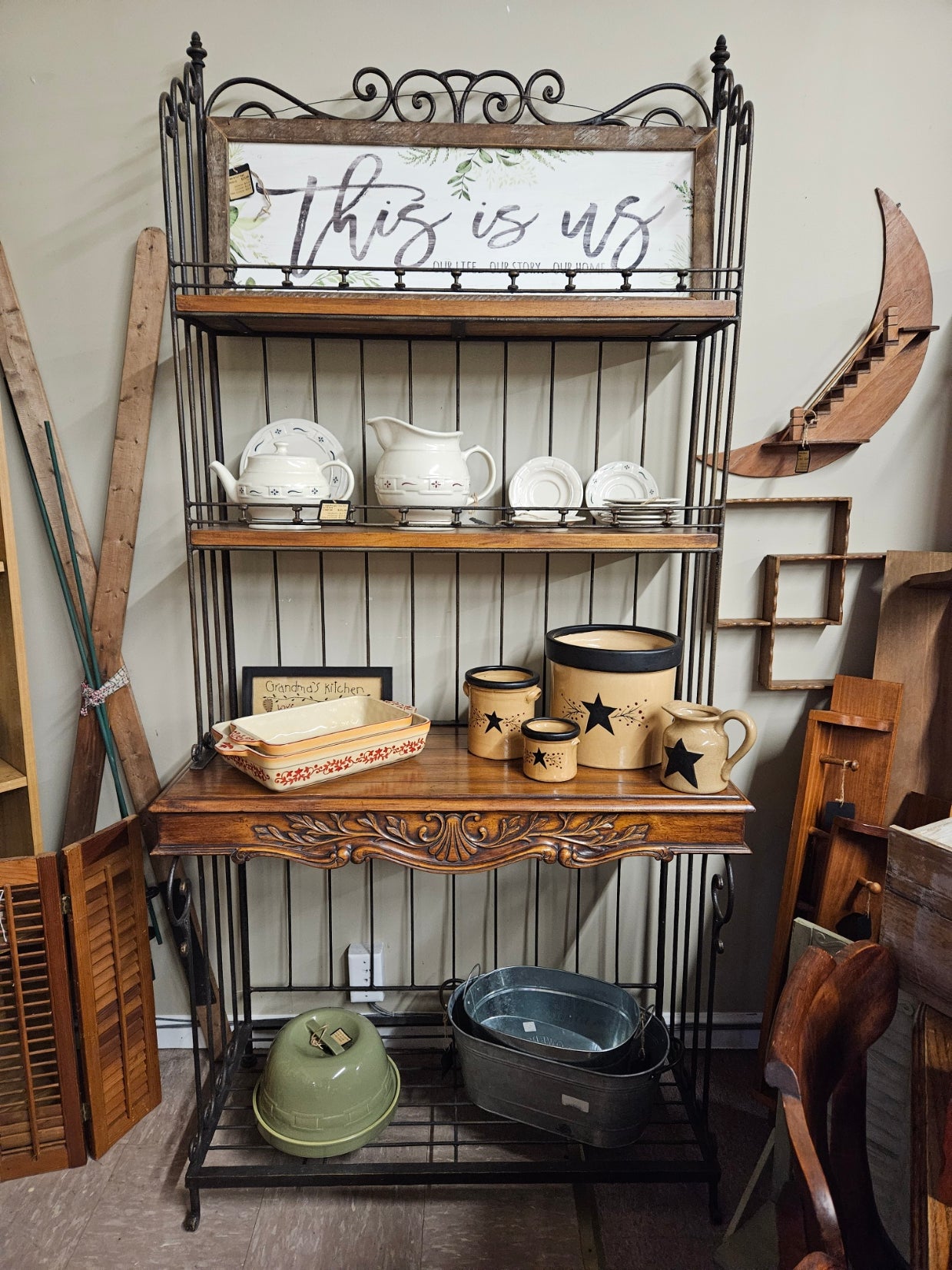 Wood and Metal Bakers Rack