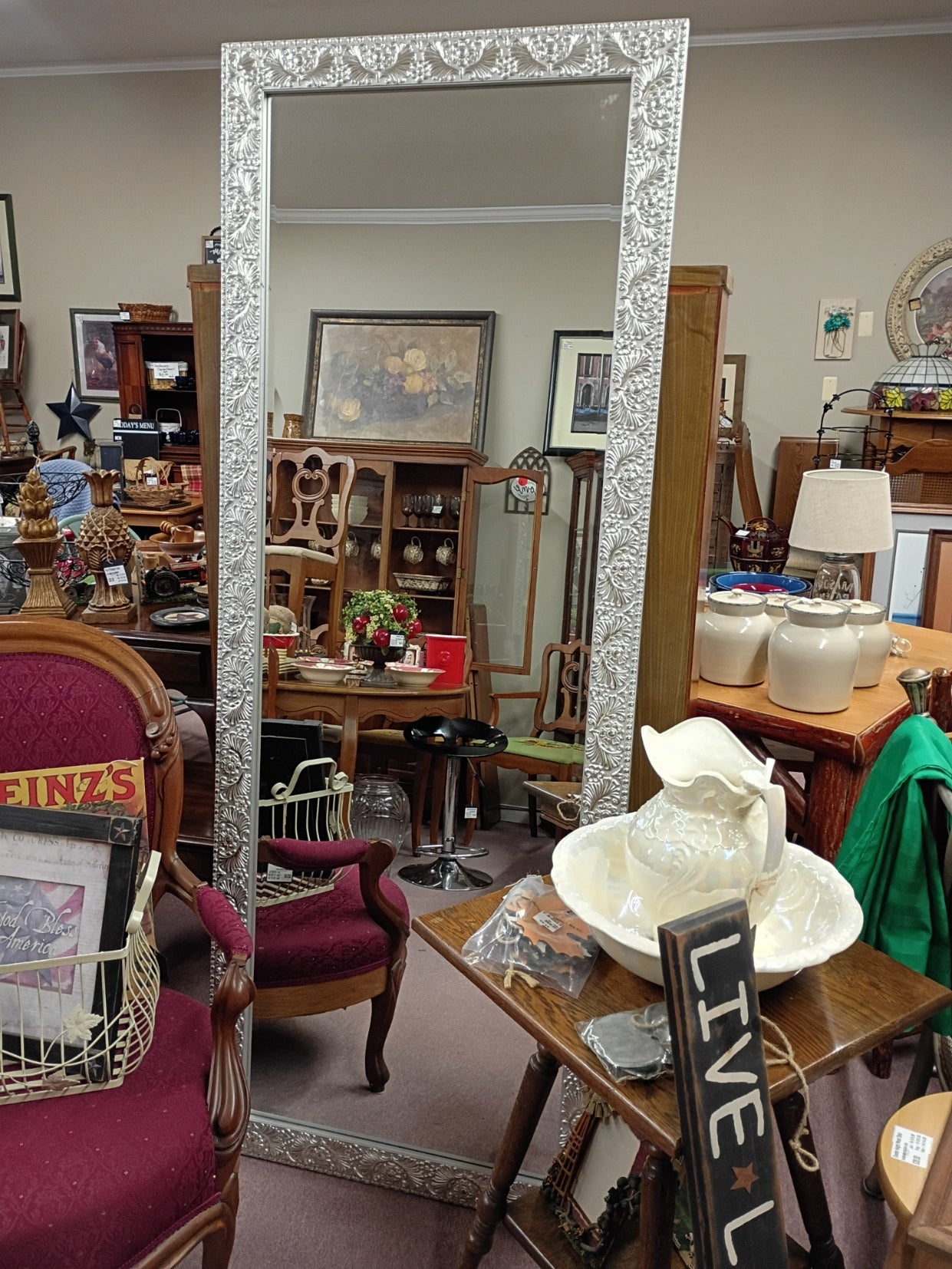 Silver Leaner Mirror