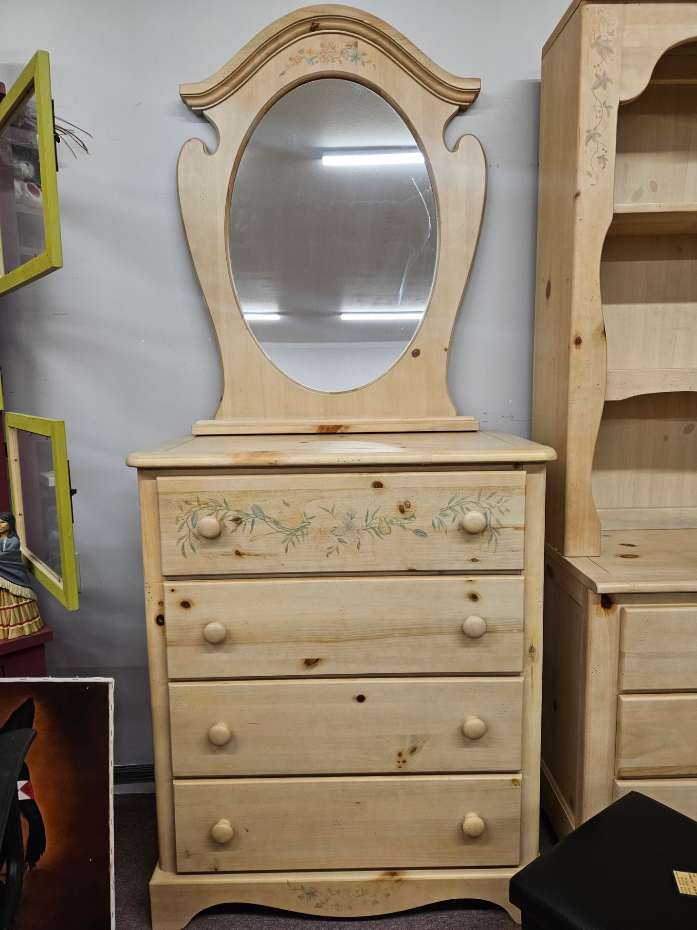 Pine Chest of Drawers w/ Mirror