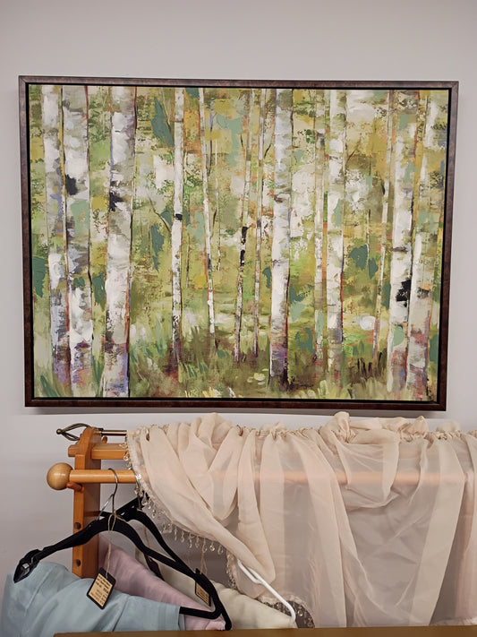 Large, Birch Tree Canvas in Floating Frame