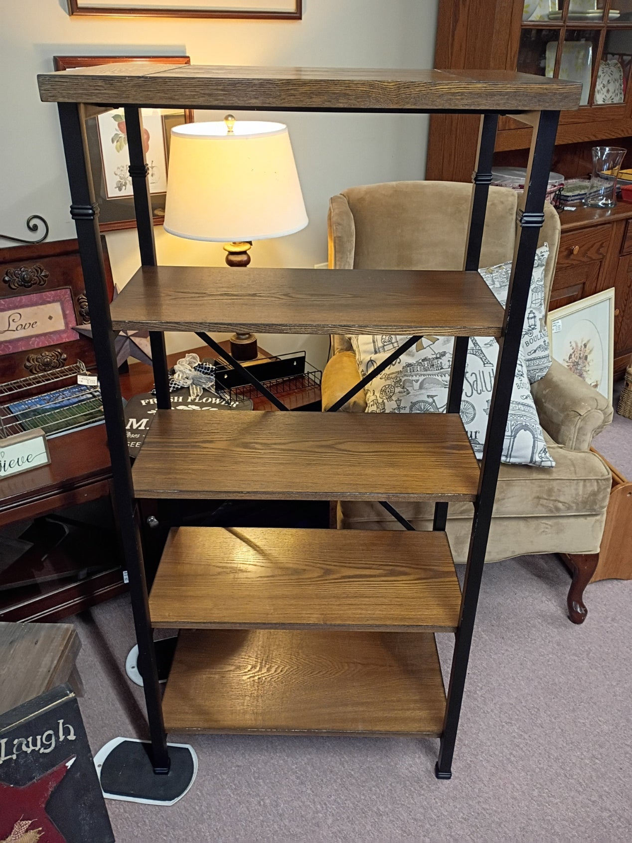 Wood/Metal Shelving Unit