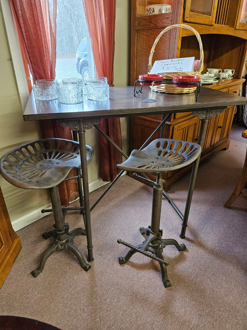 Metal Table w/ 2 Stools