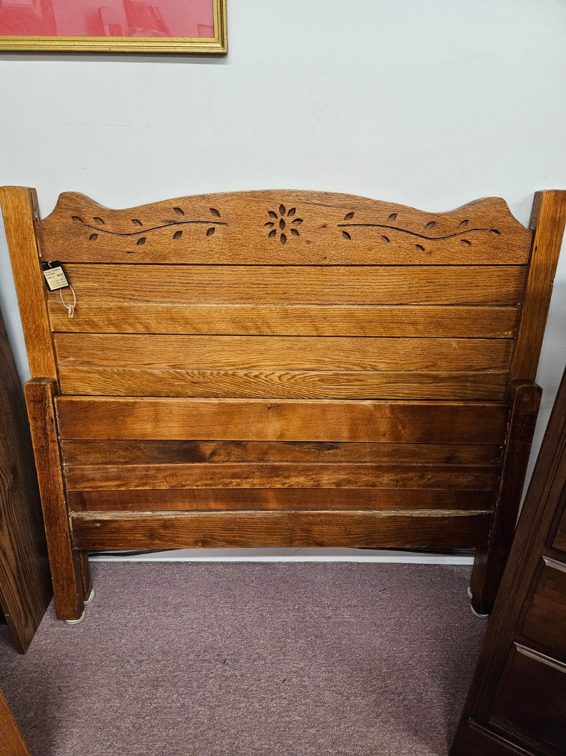 Vintage Twin Bed w/ Wood Rails