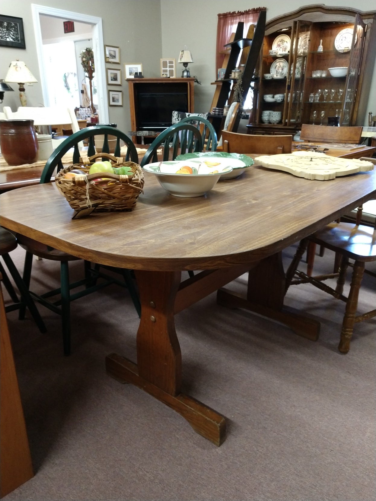 Wood Trestle Table w/ Laminate Top
