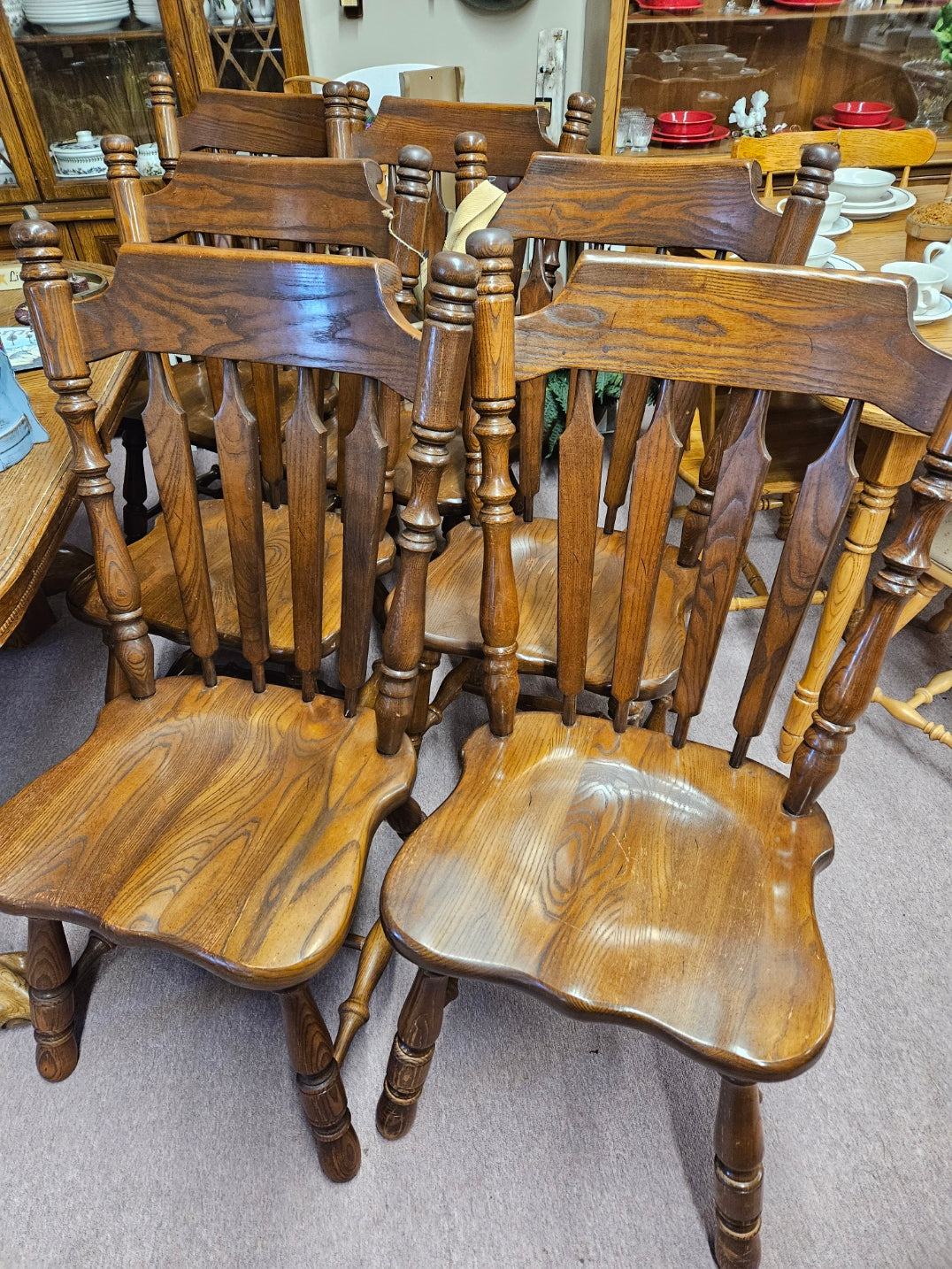 Set of 6 Solid Oak Chairs