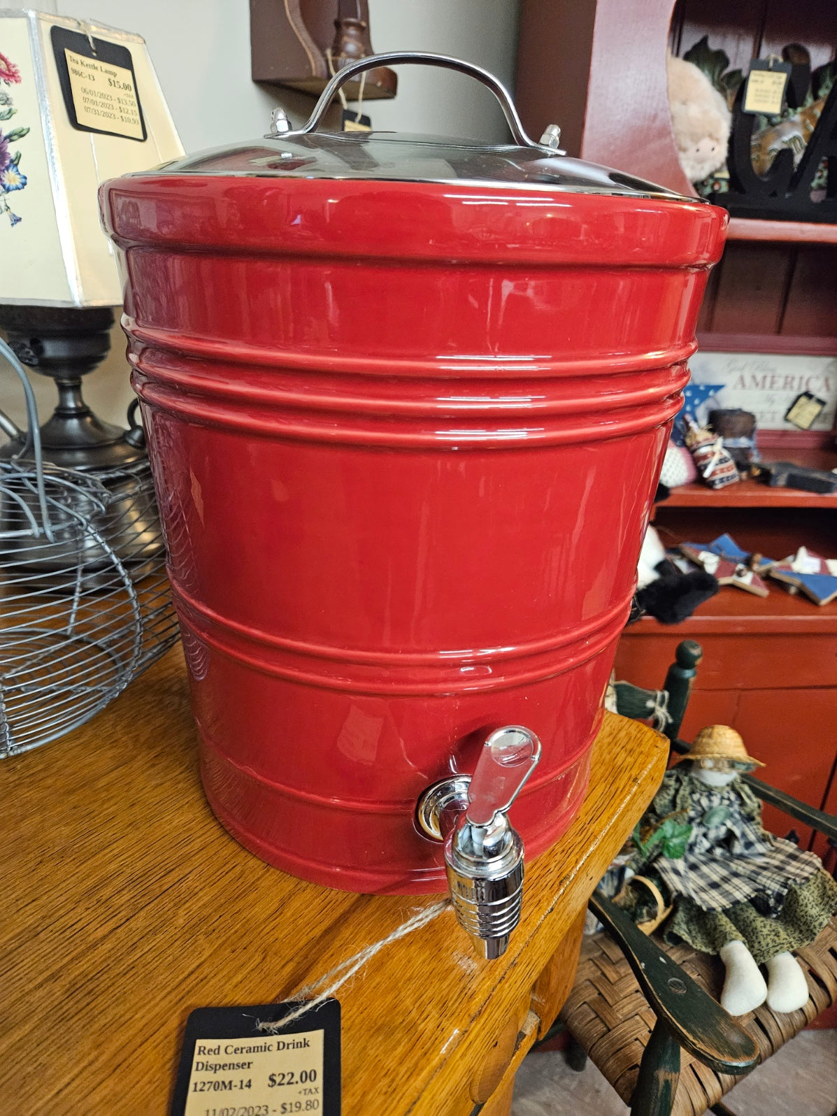 Red, Ceramic Drink Dispenser