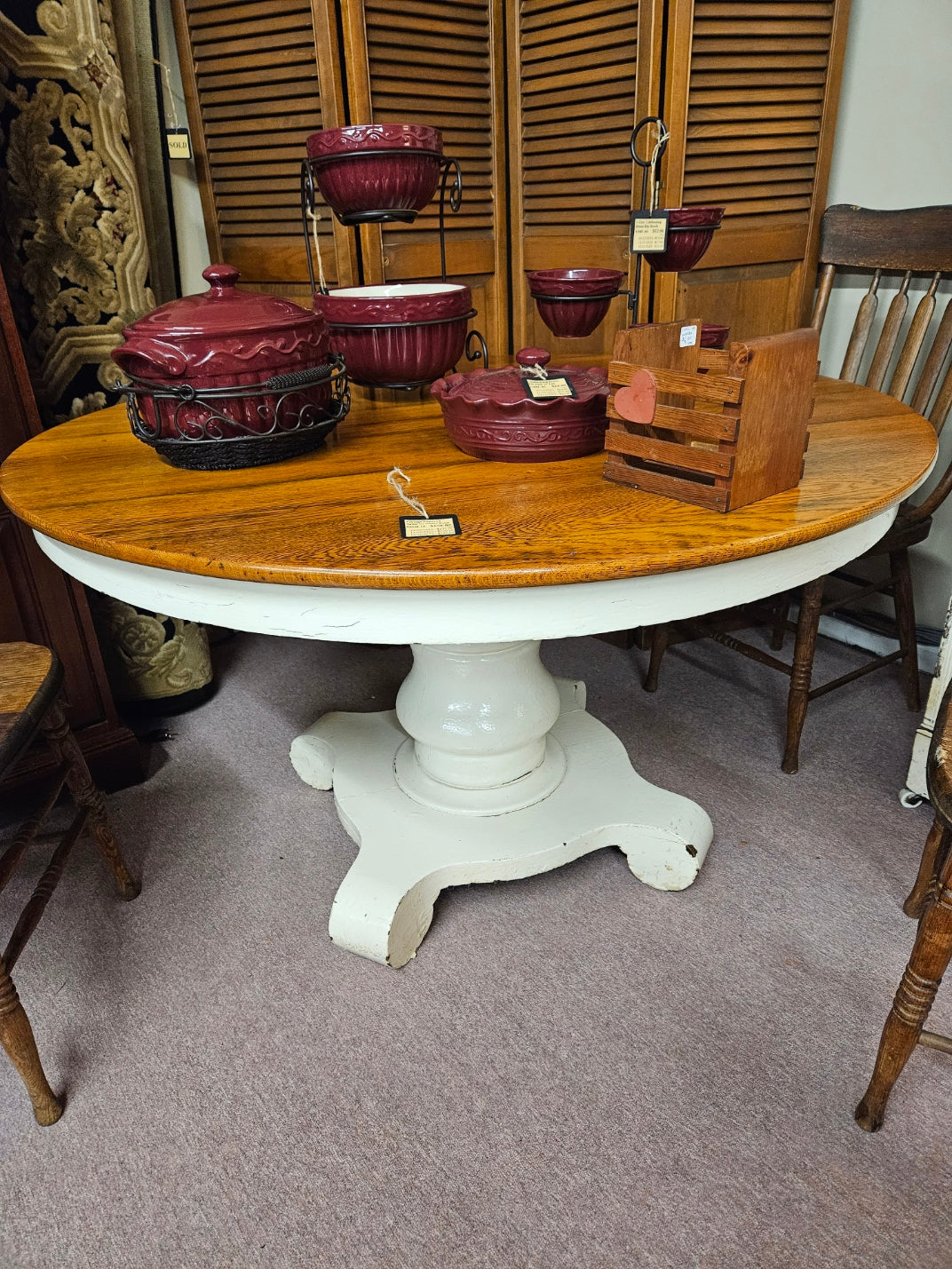 Round Pedestal Table w/ Painted Base