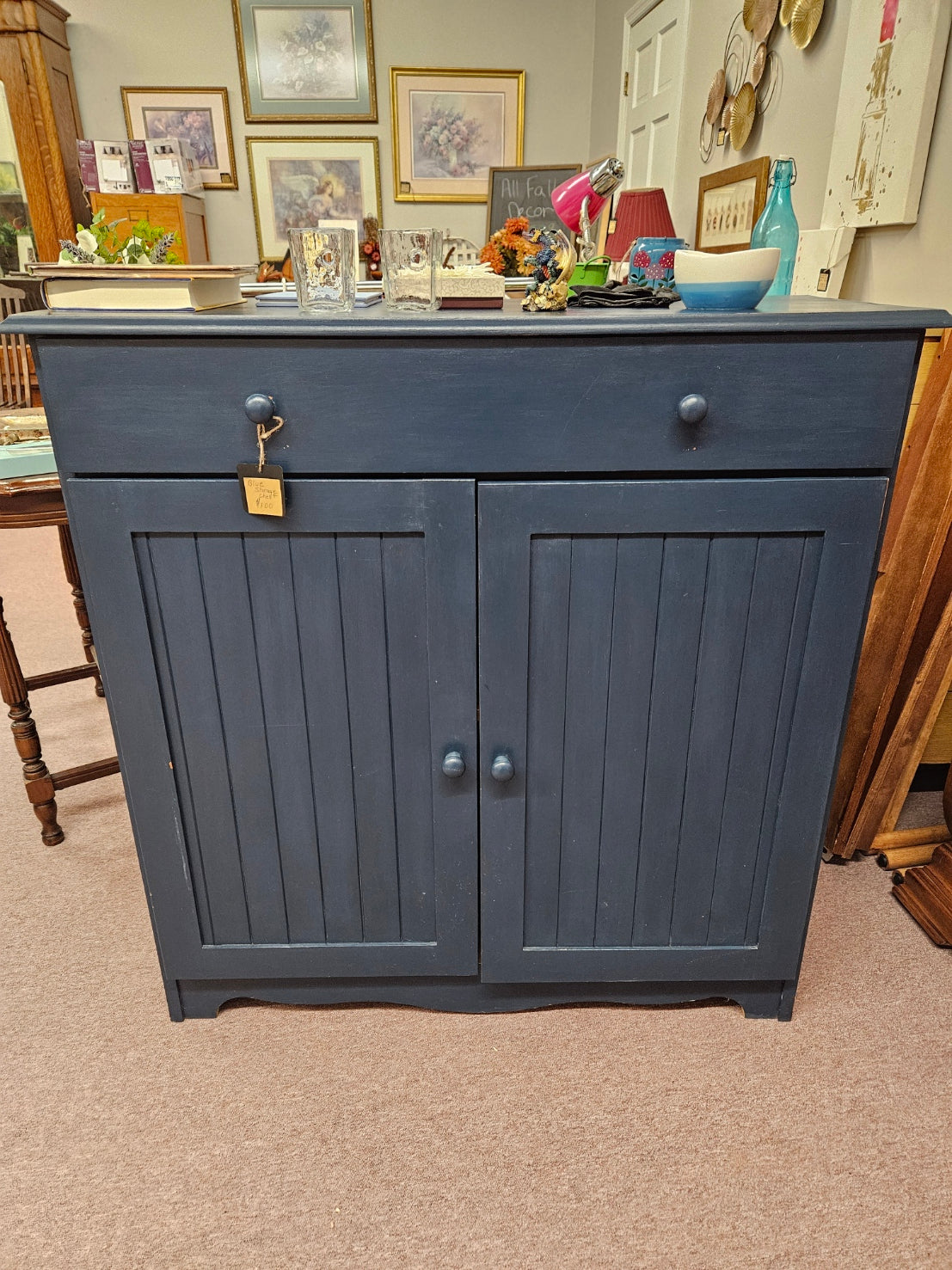 Blue Painted Storage Cabinet