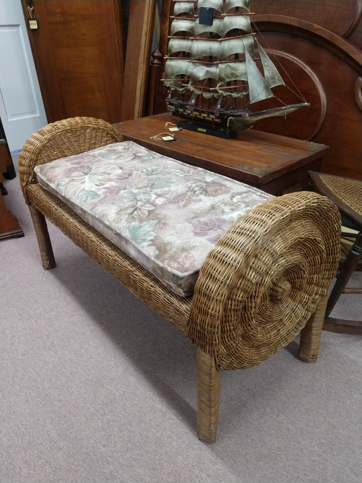 Wicker Bench w/ Pad