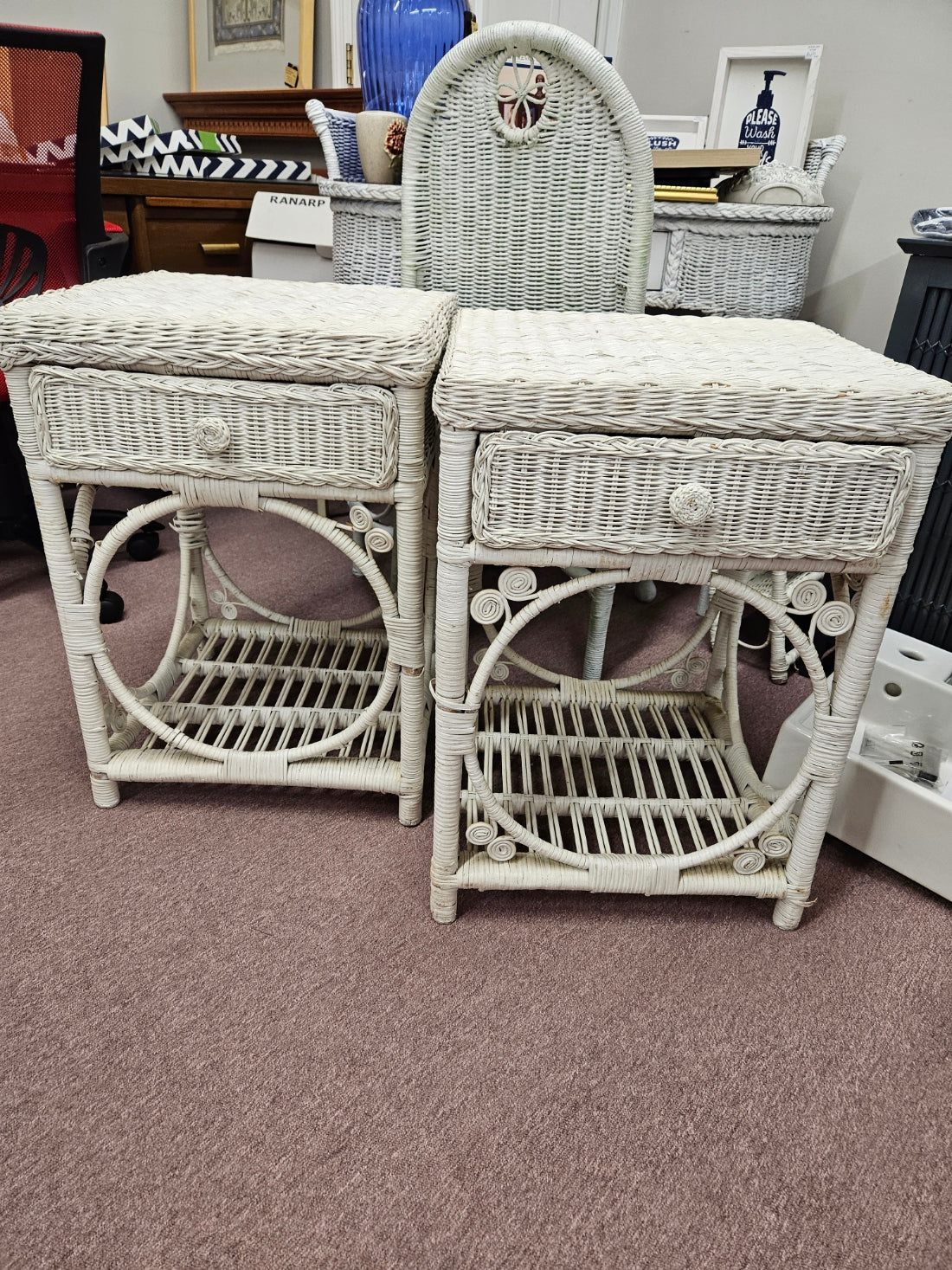 Pair of Wicker End Tables