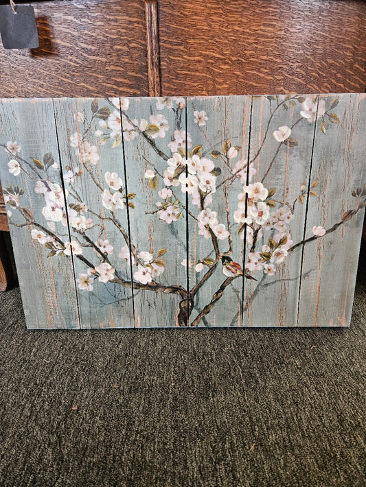 Dogwood Flowers on Wood Planks