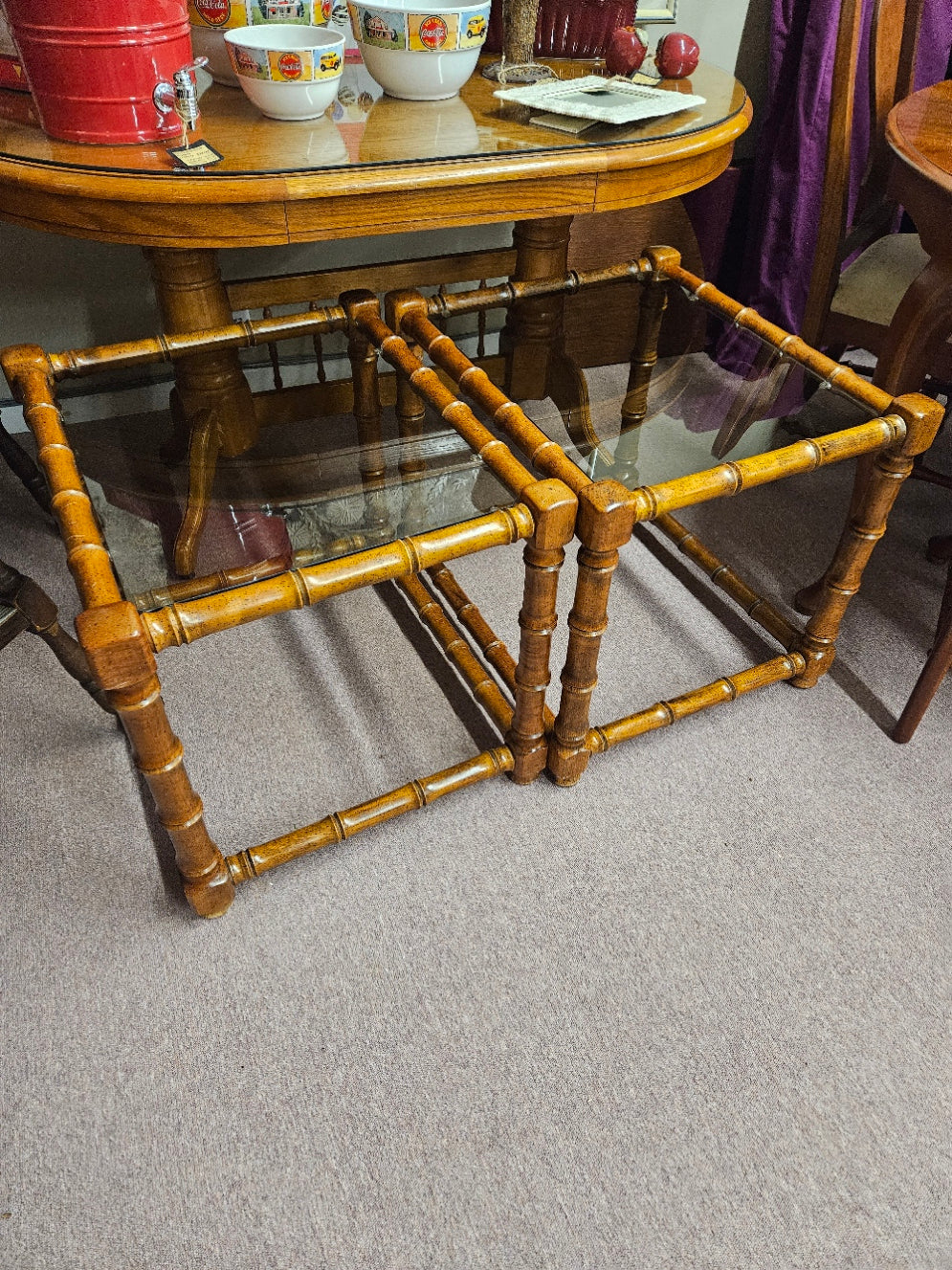 Pair of Bamboo End Tables